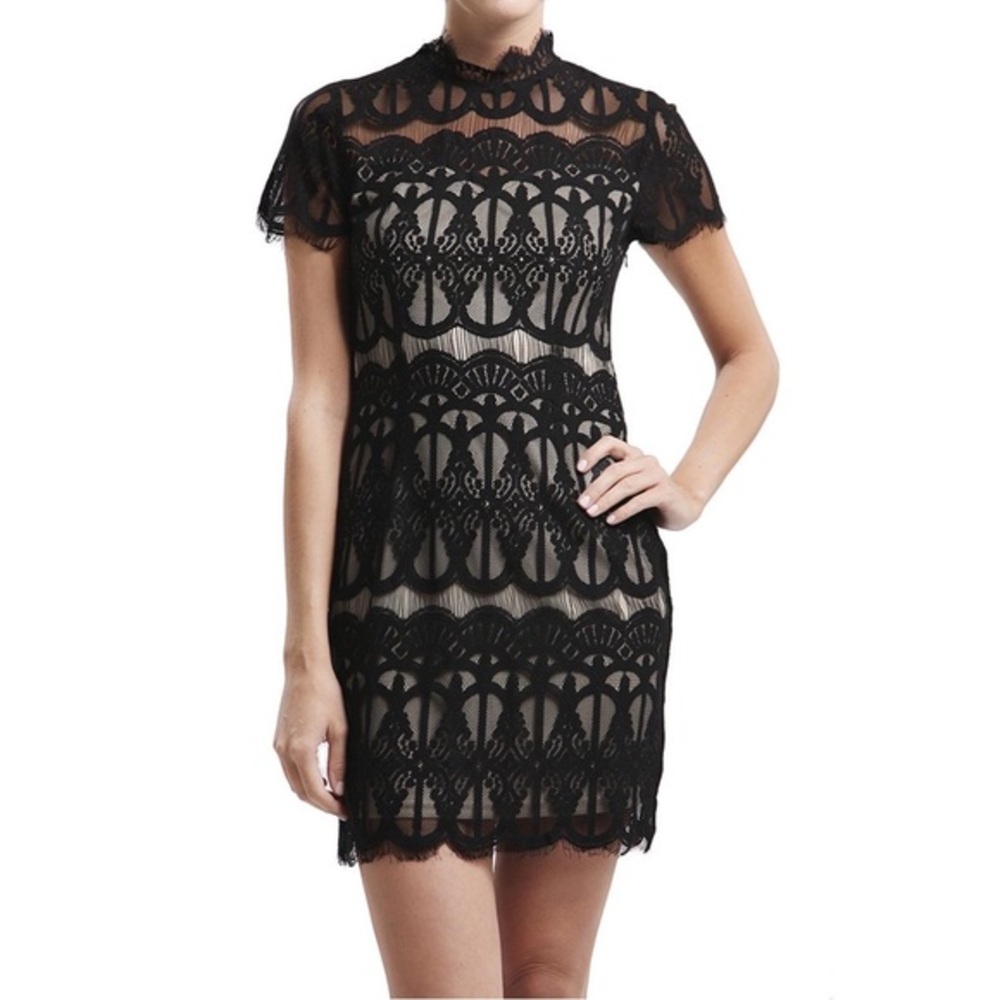 Blu Pepper Black Lace Overlay Mini Dress Size Large